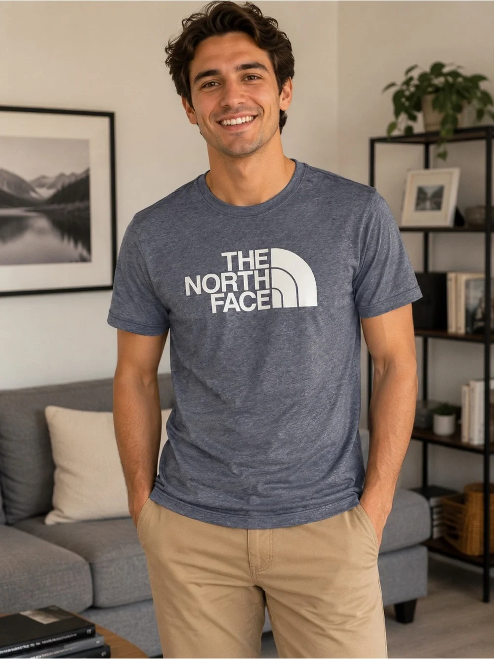 NWOT The North Face Men's Gray Logo Crew Neck T-Shirt Medium
